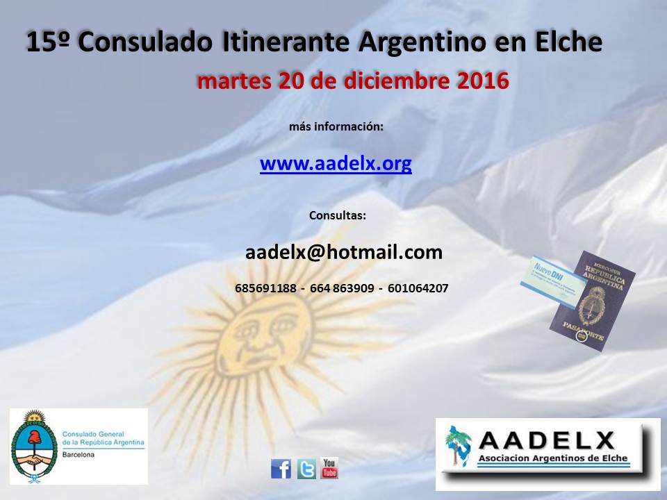En este momento estás viendo 15º Consulado Itinerante Argentino en Elche