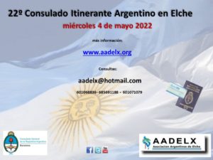 Lee más sobre el artículo 22º CONSULADO ITINERANTE ARGENTINO EN ELCHE